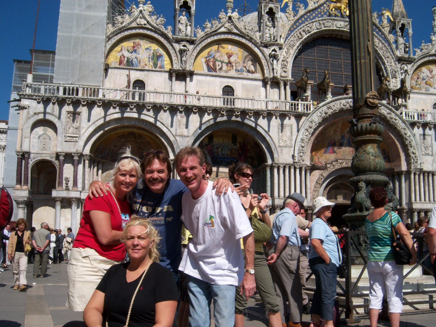 Donna Moore, Crystal Stupar, Rick Moore, Rodney Kelley in San Marcos Square in Venice, Italy