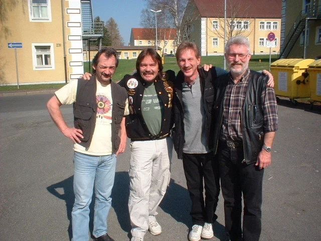 Michael Tourney, Rick Moore, Rodney Kelley, Road Rage Rudy posing before magic show