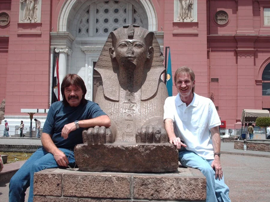 Rick Moore and Rodney Kelley in front of the Cairo Museum