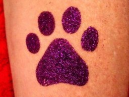 purple bear claw glitter tattoo