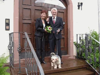 Road Rage Rudy and Gisela on their wedding day