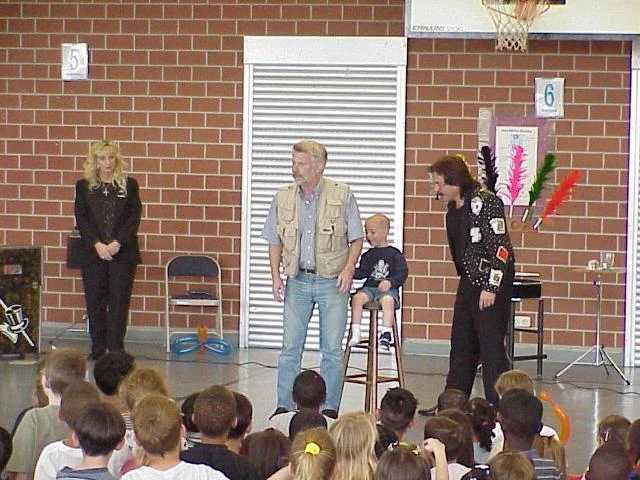Road Rage Rudy during the Burnt Shoe Trick with Magician Rick Moore and child